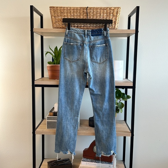 Shop Stevie Mid-Rise Distressed Straight Leg Ankle Raw Hem Jean, 24 - Picture 4 of 9